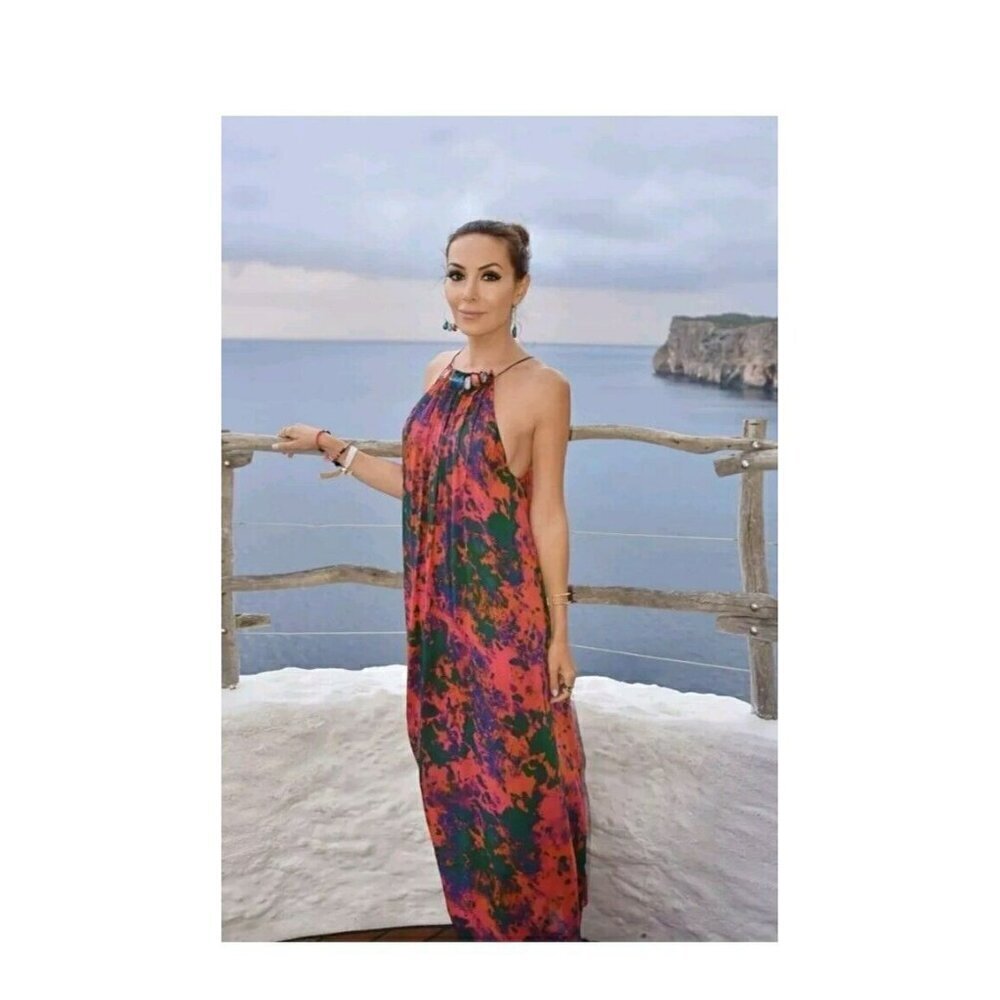 NWT_ZARA SS23 S WOMAN PRINTED BEADED MIDI DRESS MULTICOLORED | 6895/061